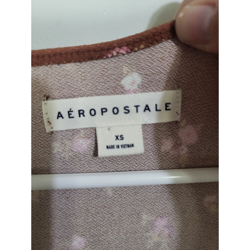 Aeropostale Floral V Neck Babydoll Dress Rust Tiered Country Festival y2k style - Picture 5 of 8